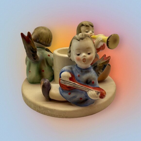 Hummel Figurine Herald Angels Candlestick Holder TMK2 Full Bee Goebel Germany - Picture 3 of 16